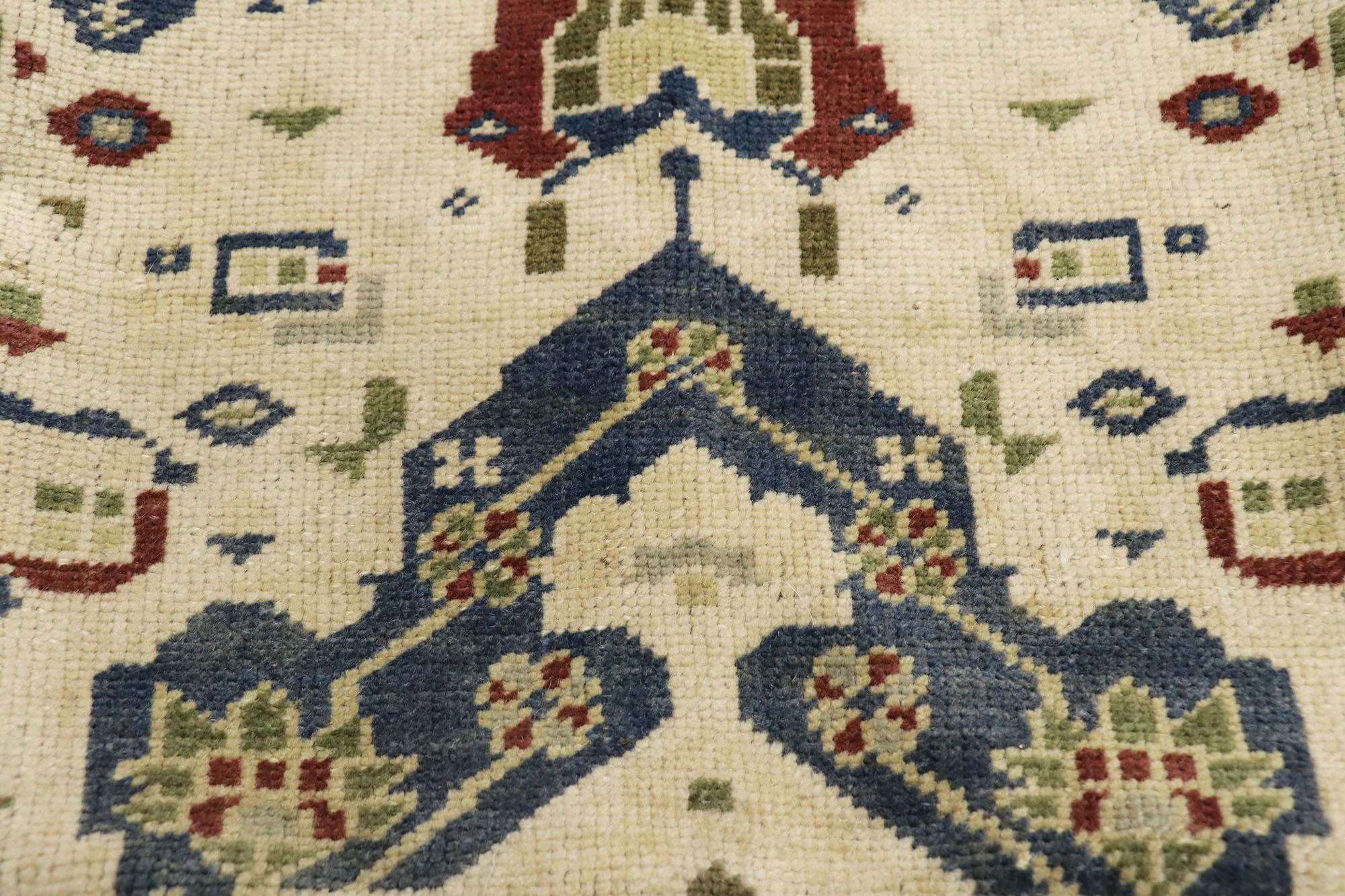 Vintage Turkish Oushak Wool Rug Pillow Cover In Good Condition For Sale In Dallas, TX