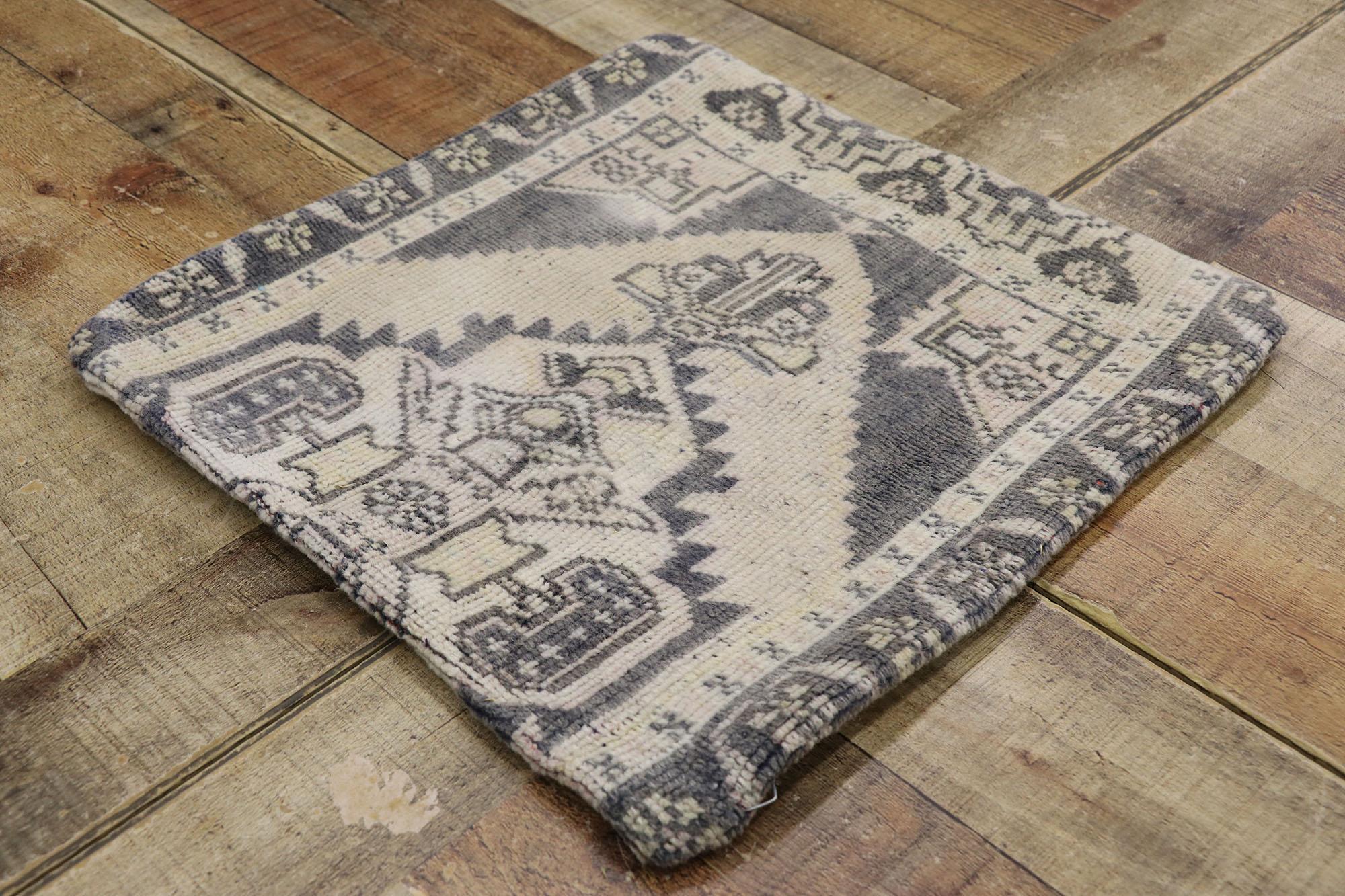 Vintage Turkish Oushak Wool Rug Pillow Cover For Sale 1