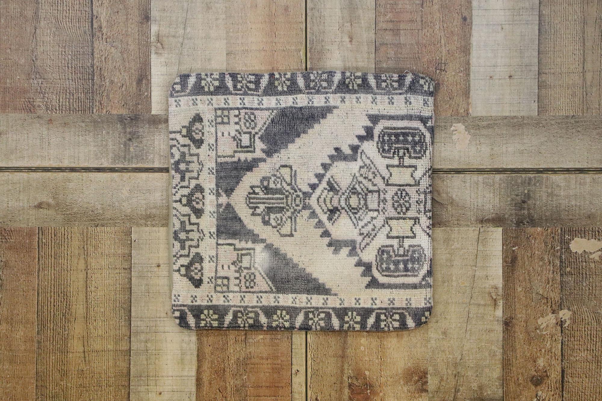 Vintage Turkish Oushak Wool Rug Pillow Cover For Sale 3