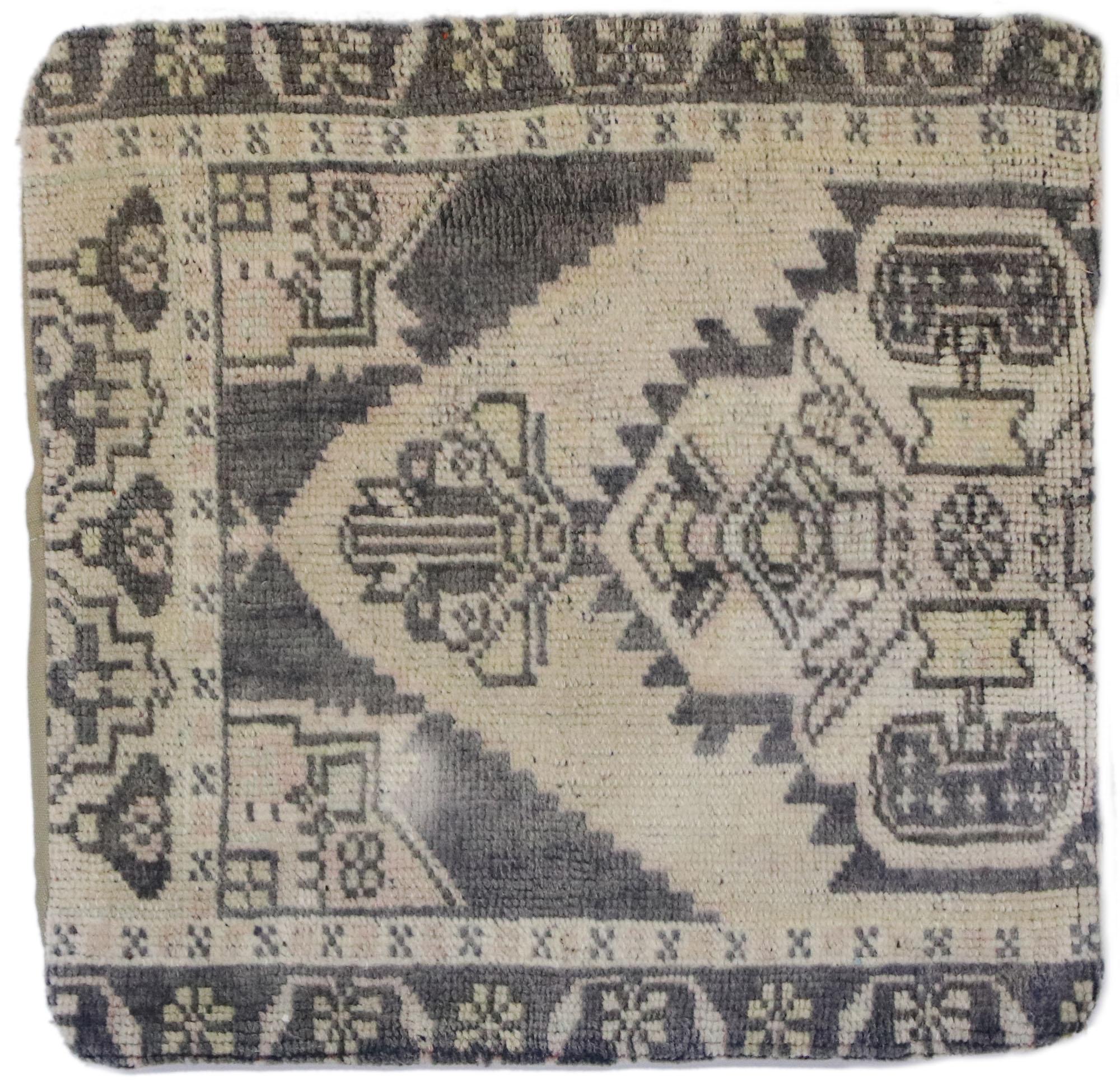Vintage Turkish Oushak Wool Rug Pillow Cover For Sale 4