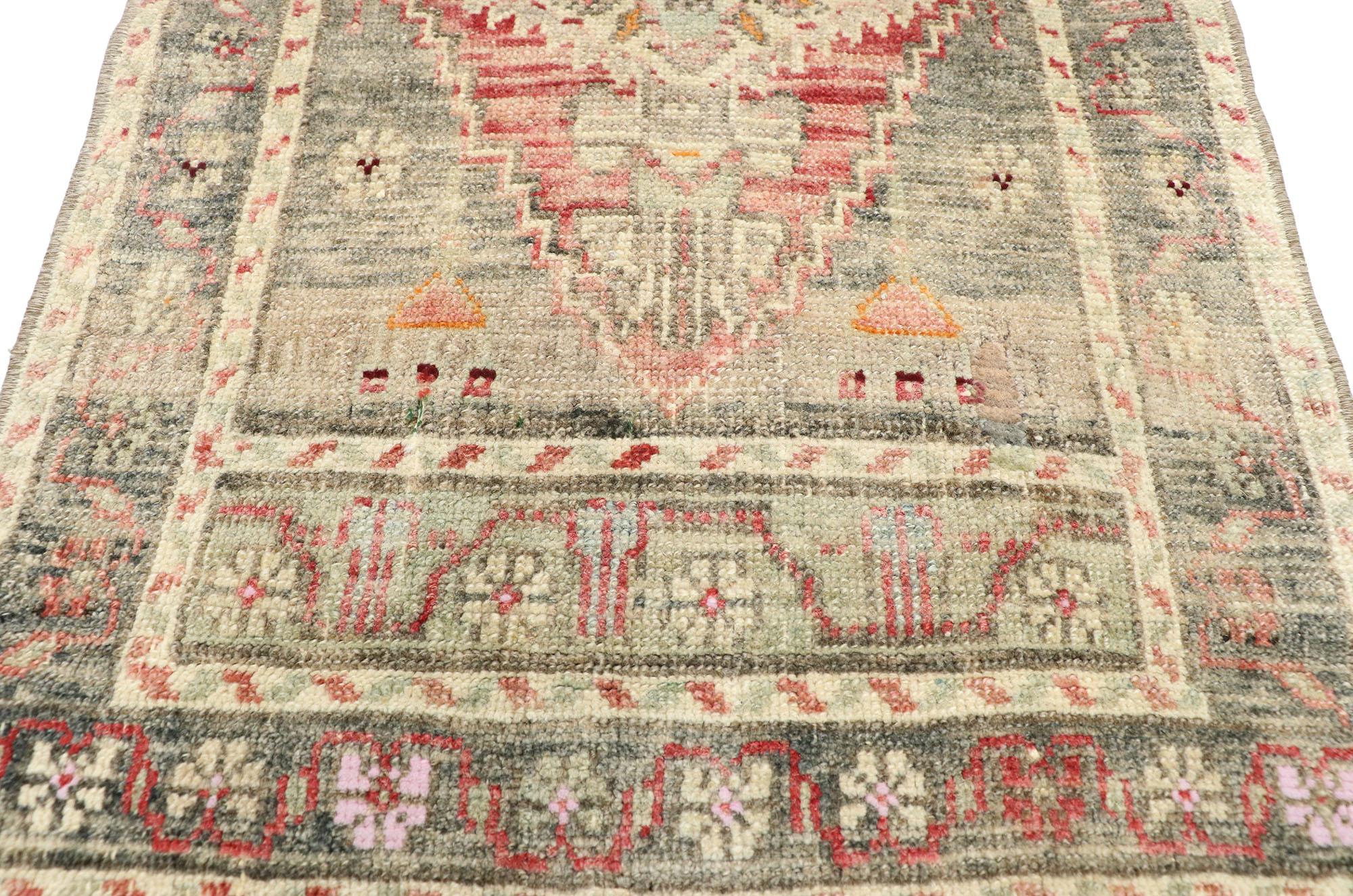 Vintage Turkish Oushak Yastik Rug with Rustic Industrial Style, Scatter Rug In Good Condition For Sale In Dallas, TX