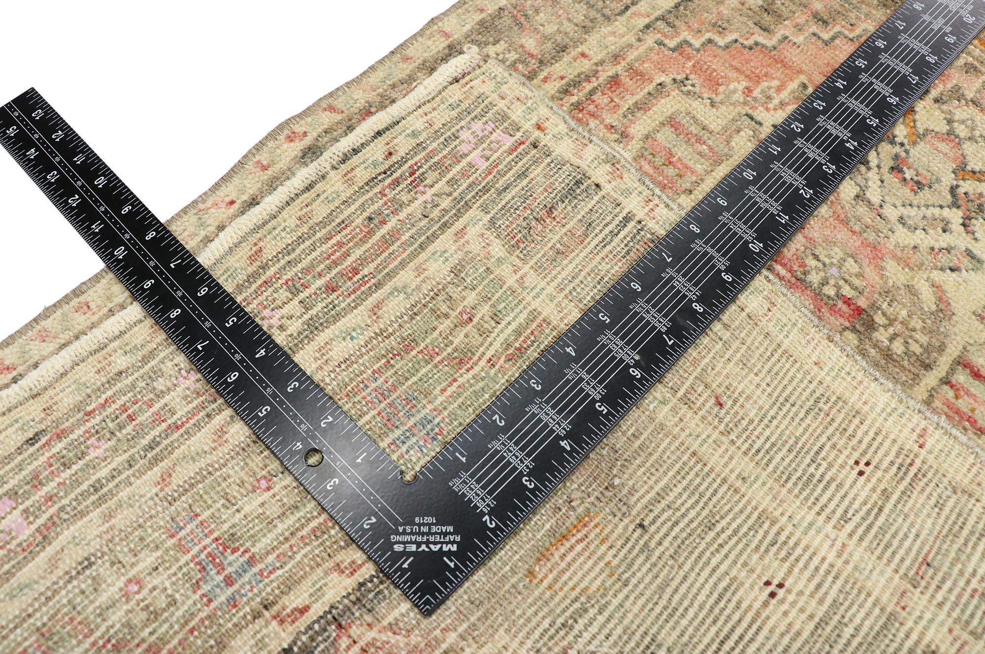 20th Century Vintage Turkish Oushak Yastik Rug with Rustic Industrial Style, Scatter Rug For Sale