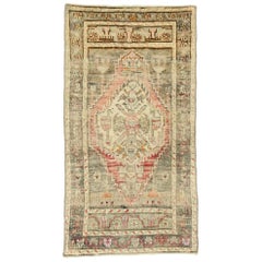 Retro Turkish Oushak Yastik Rug with Rustic Industrial Style, Scatter Rug