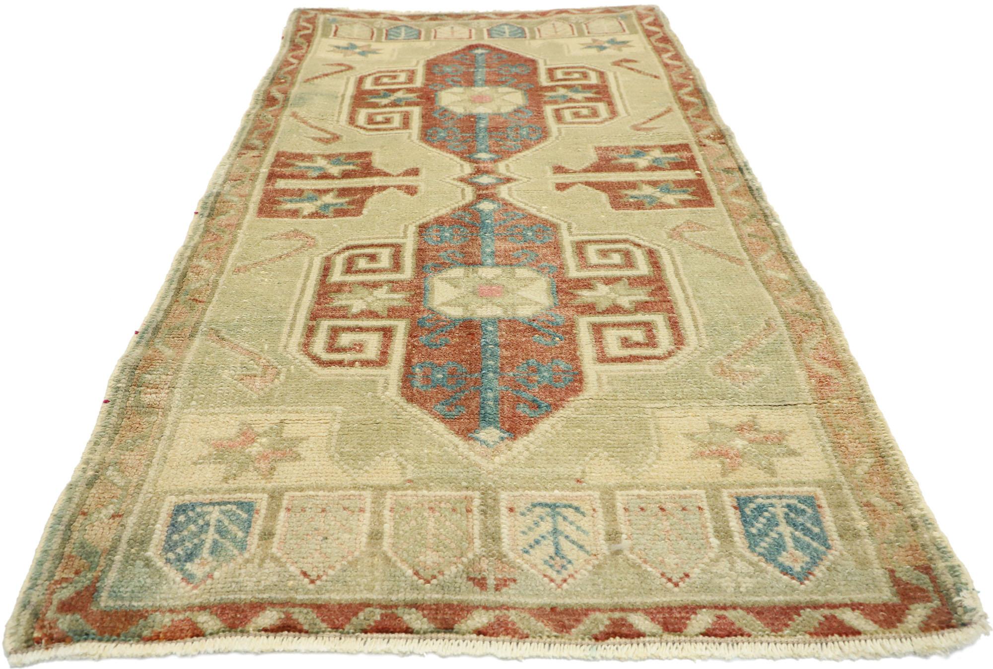 Hand-Knotted Vintage Turkish Oushak Yastik Scatter Rug, Small Accent Rug