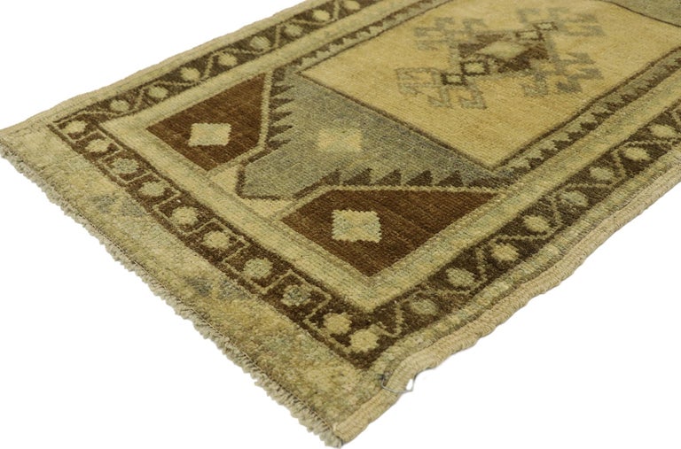 Hand-Knotted Vintage Turkish Oushak Yastik Scatter Rug, Small Accent Rug For Sale