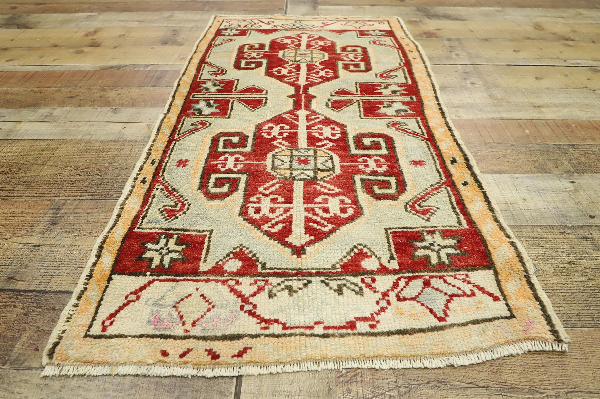 20th Century Vintage Turkish Oushak Yastik Scatter Rug, Small Accent Rug