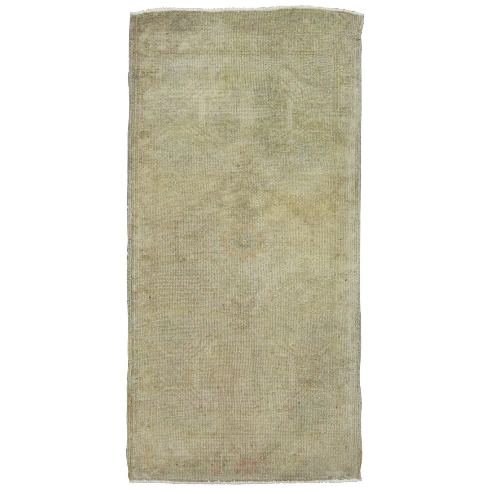 Vintage Turkish Oushak Yastik Scatter Rug, Small Accent Rug