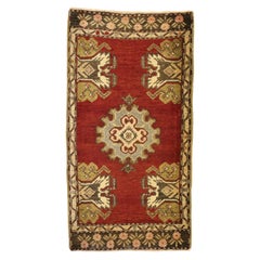 Vintage Turkish Oushak Yastik Scatter Rug, Small Accent Rug