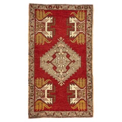 Tapis d'Oushak turc rouge vintage