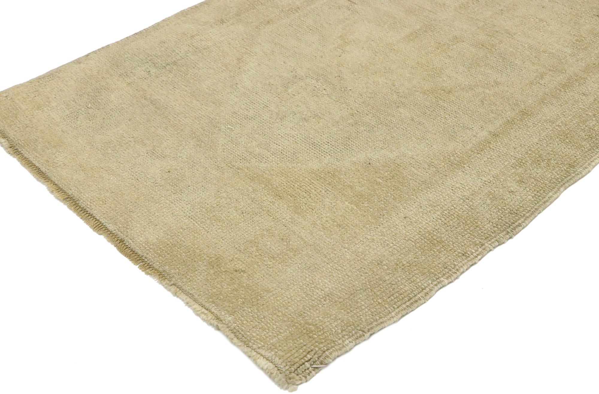 52998 Vintage Turkish Oushak Yastik Scatter Rug with Monochromatic Mission Style 01'09 x 03'03. Effortless beauty and simplicity meet soft, bespoke vibes with a modern Shaker style in this hand knotted wool vintage Turkish Oushak Yastik rug. The