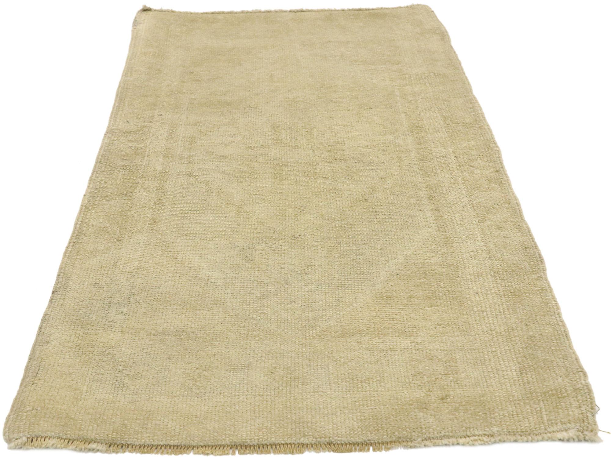 Hand-Knotted Vintage Turkish Oushak Yastik Scatter Rug with Monochromatic Mission Style