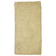 Vintage Turkish Oushak Yastik Scatter Rug with Monochromatic Mission Style