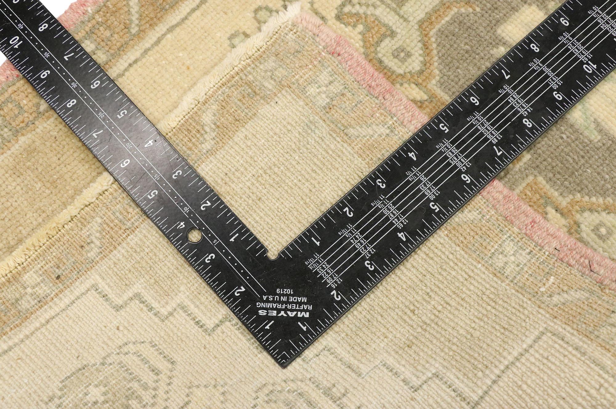 20th Century Vintage Turkish Oushak Yastik Scatter Rug with Swedish Farmhouse Cottage Style