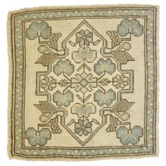 Vintage Turkish Oushak Yastik Scatter Rug with Swedish Farmhouse Cottage Style