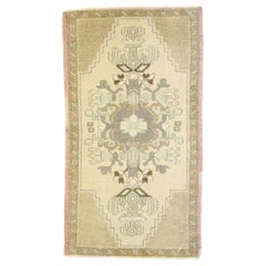 Vintage Turkish Oushak Yastik Scatter Rug with Swedish Farmhouse Cottage Style