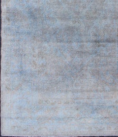 Vintage Turkish Over-Dyed Rug with Blue with Faded Brown