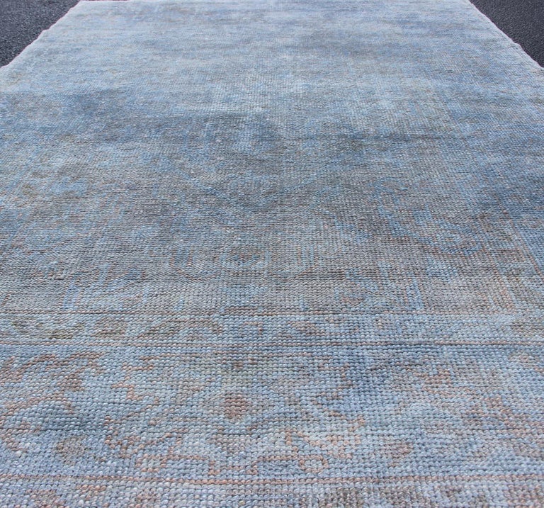 Vintage Turkish Over-Dyed Rug with Blue with Faded Brown For Sale at ...