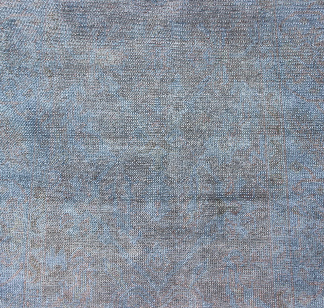 Vintage Turkish Over-Dyed Rug with Blue with Faded Brown In New Condition For Sale In Atlanta, GA