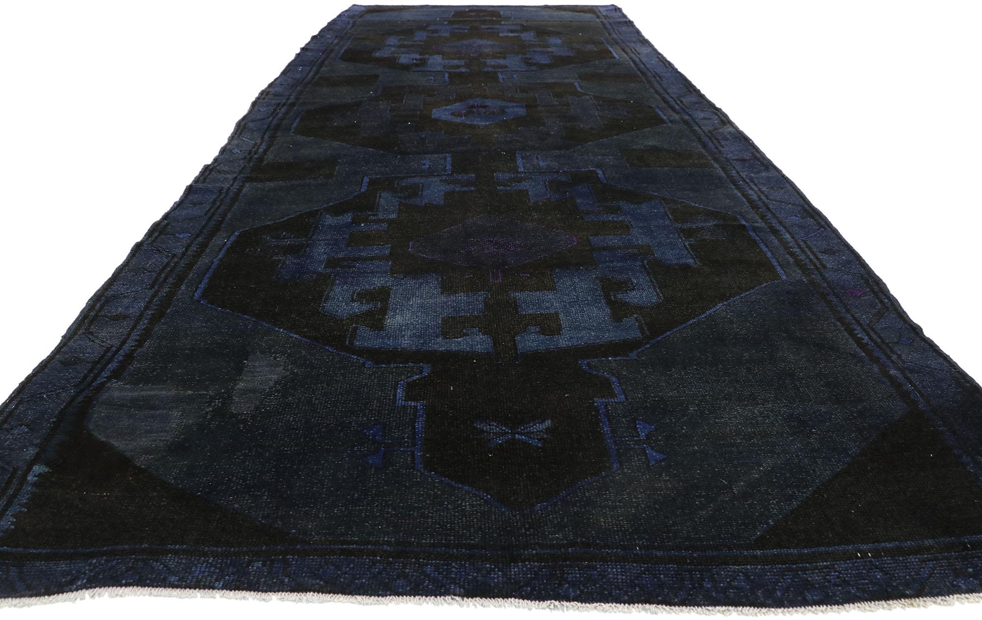 Oushak Vintage Turkish Overdyed Gallery Rug with Modern Luxe Sultry Style For Sale