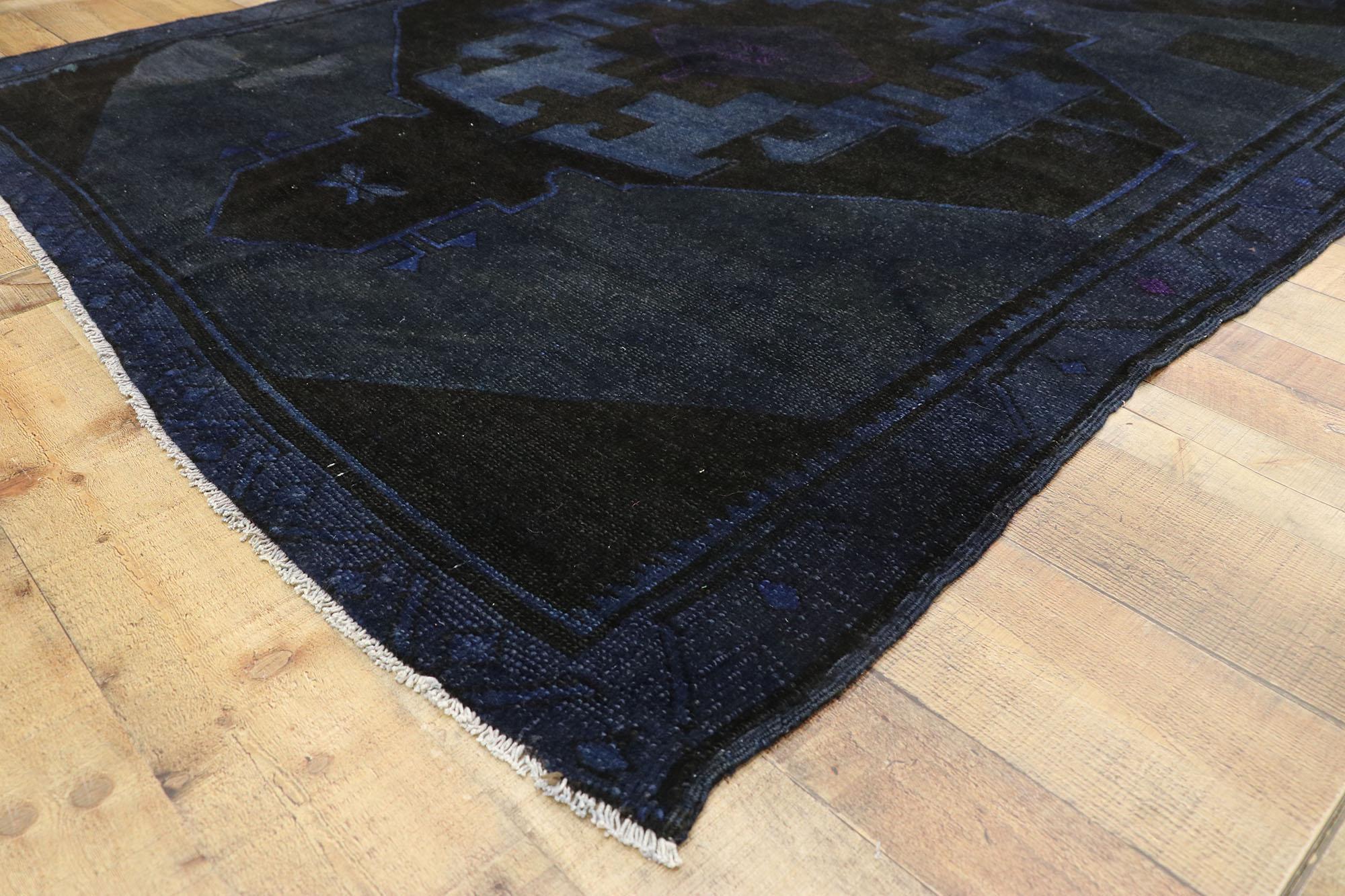 20th Century Vintage Turkish Overdyed Gallery Rug with Modern Luxe Sultry Style For Sale