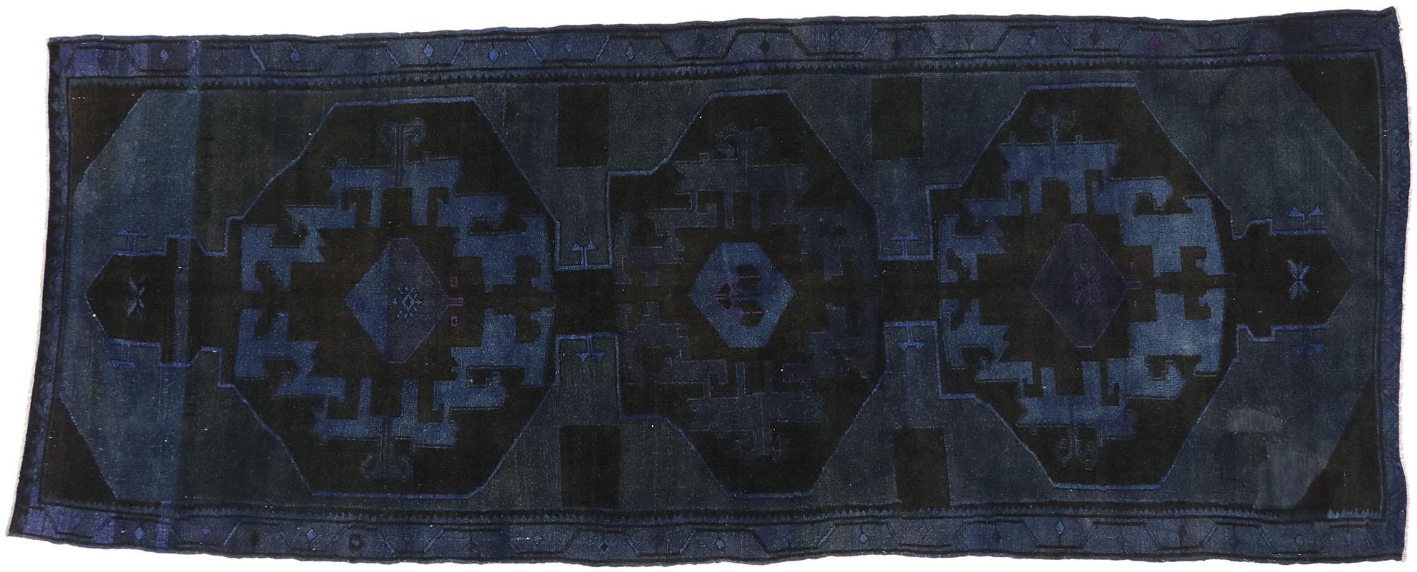 Vintage Turkish Overdyed Gallery Rug with Modern Luxe Sultry Style For Sale 2