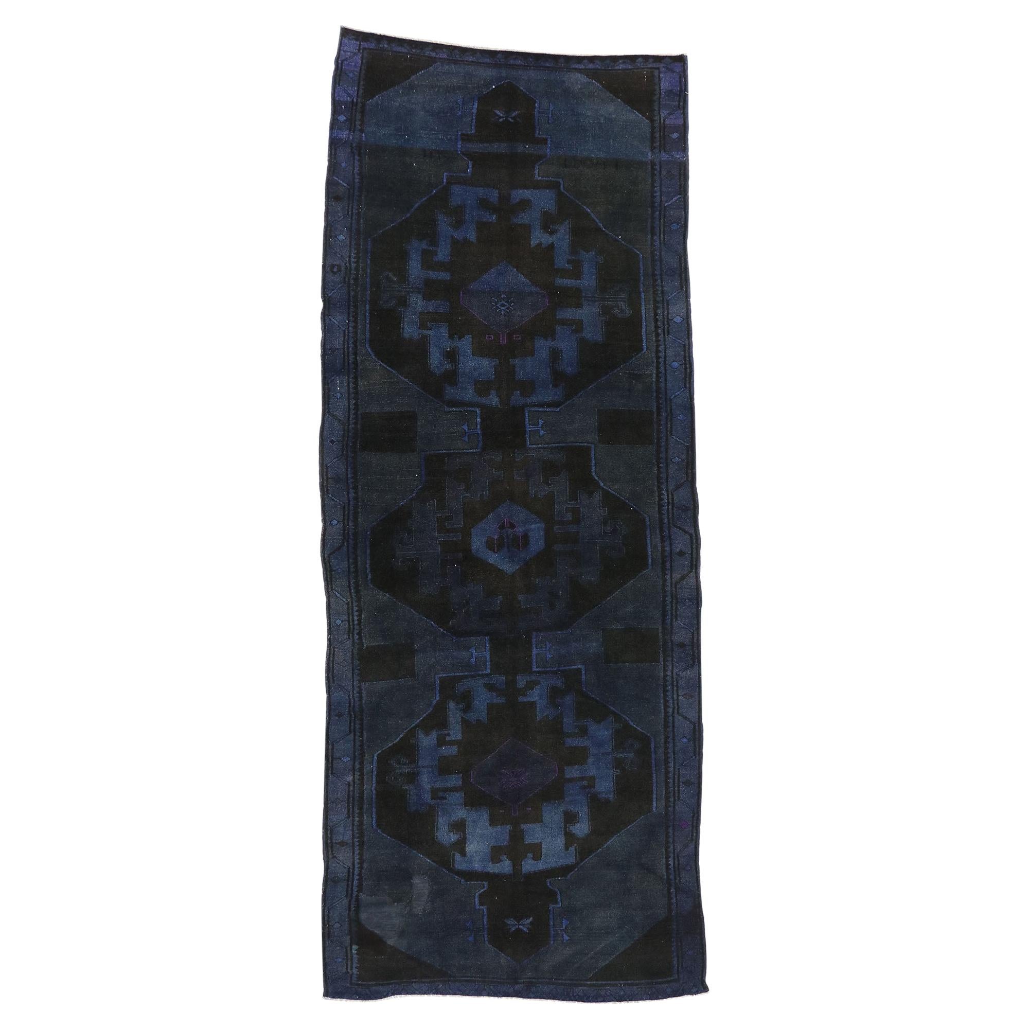 Vintage Turkish Overdyed Gallery Rug with Modern Luxe Sultry Style For Sale