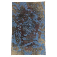 Vintage Turkish Overdyed Rug, Abstract Expressionism Meets Modern Industrial
