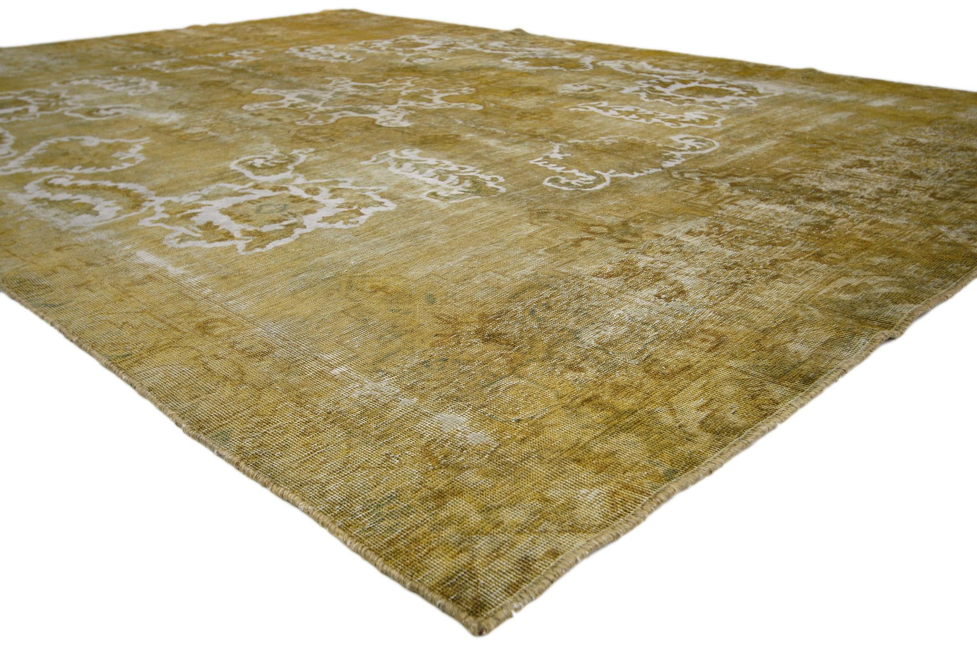 60733 Vintage Turkish Overdyed Rug, 08'01 x 11'03. 
Indulge in the refined allure of this hand knotted wool vintage Turkish overdyed rug, where style and boldness seamlessly meld with precision and authenticity. Elevating beyond conventional design,