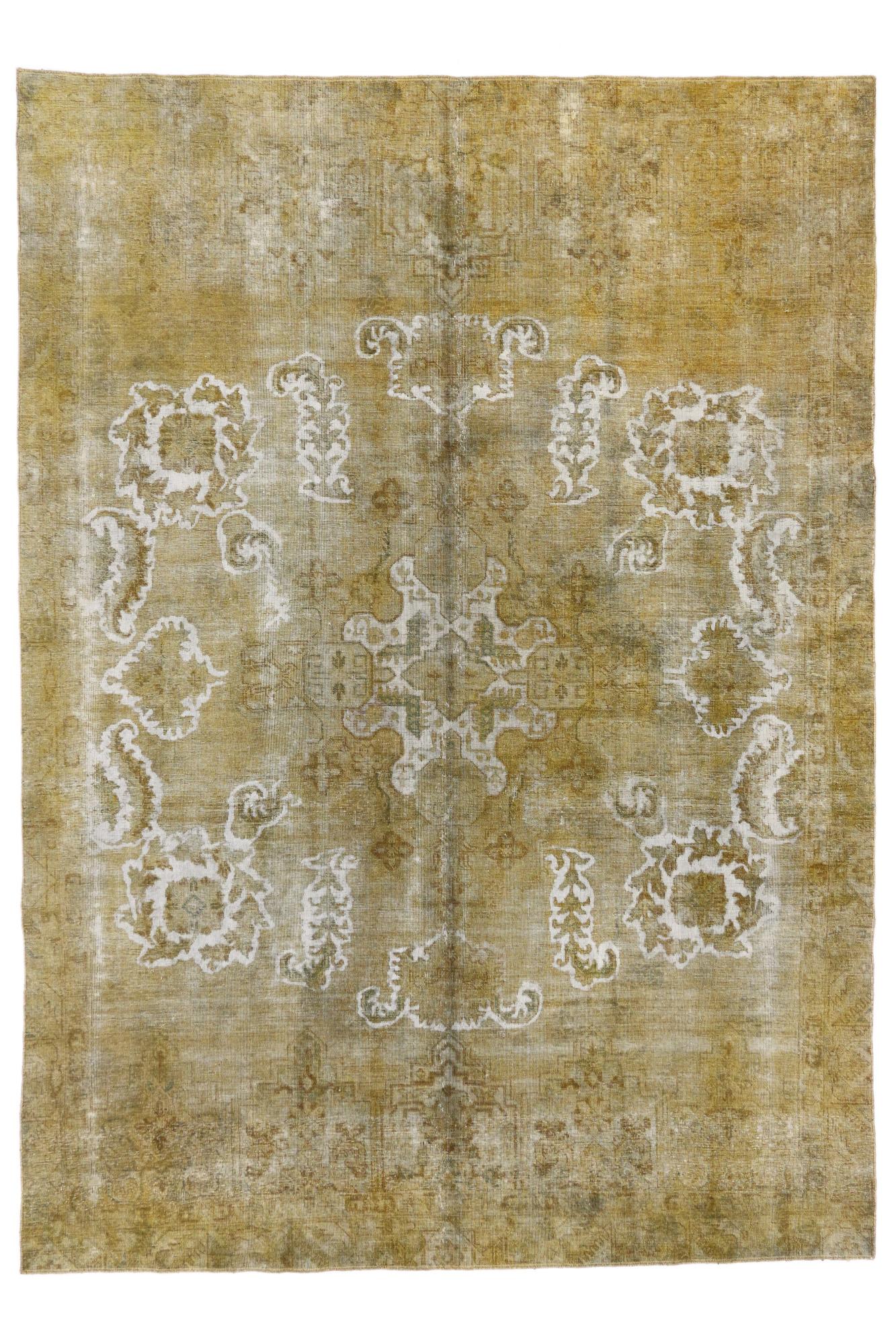 Vintage Turkish Overdyed Rug, Earth-Tone Elegance Meets Modern Industrial Luxe For Sale 4