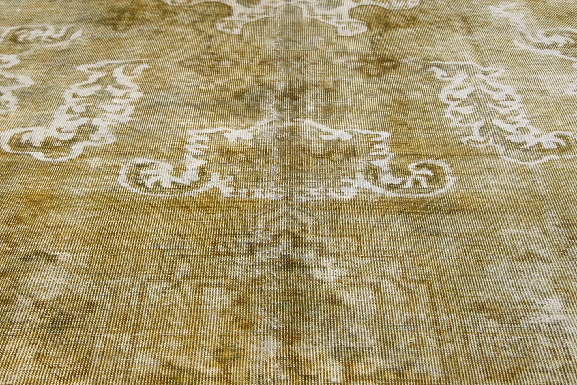 Vintage Turkish Overdyed Rug, Earth-Tone Elegance Meets Modern Industrial Luxe In Distressed Condition For Sale In Dallas, TX