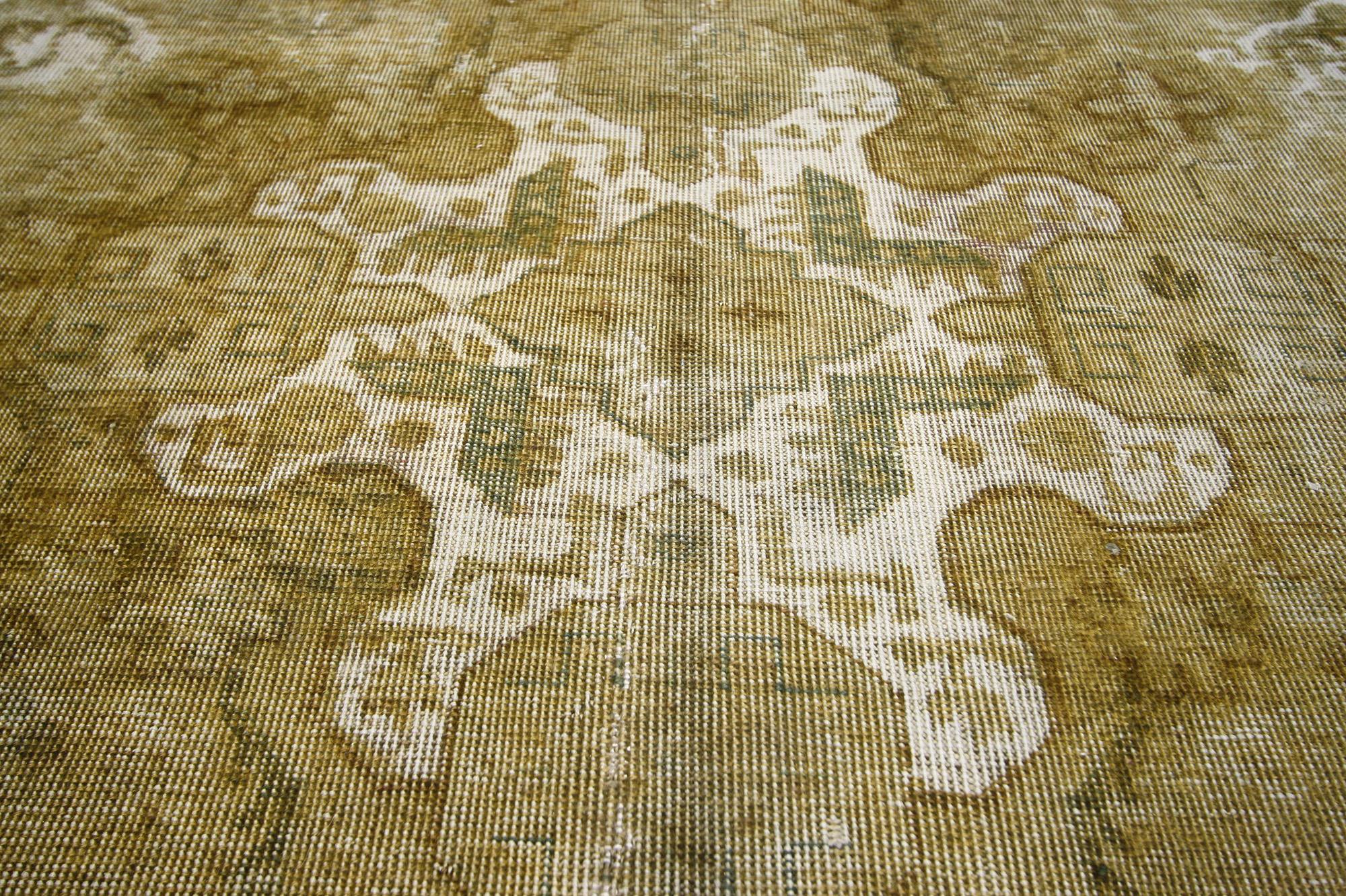 20th Century Vintage Turkish Overdyed Rug, Earth-Tone Elegance Meets Modern Industrial Luxe For Sale