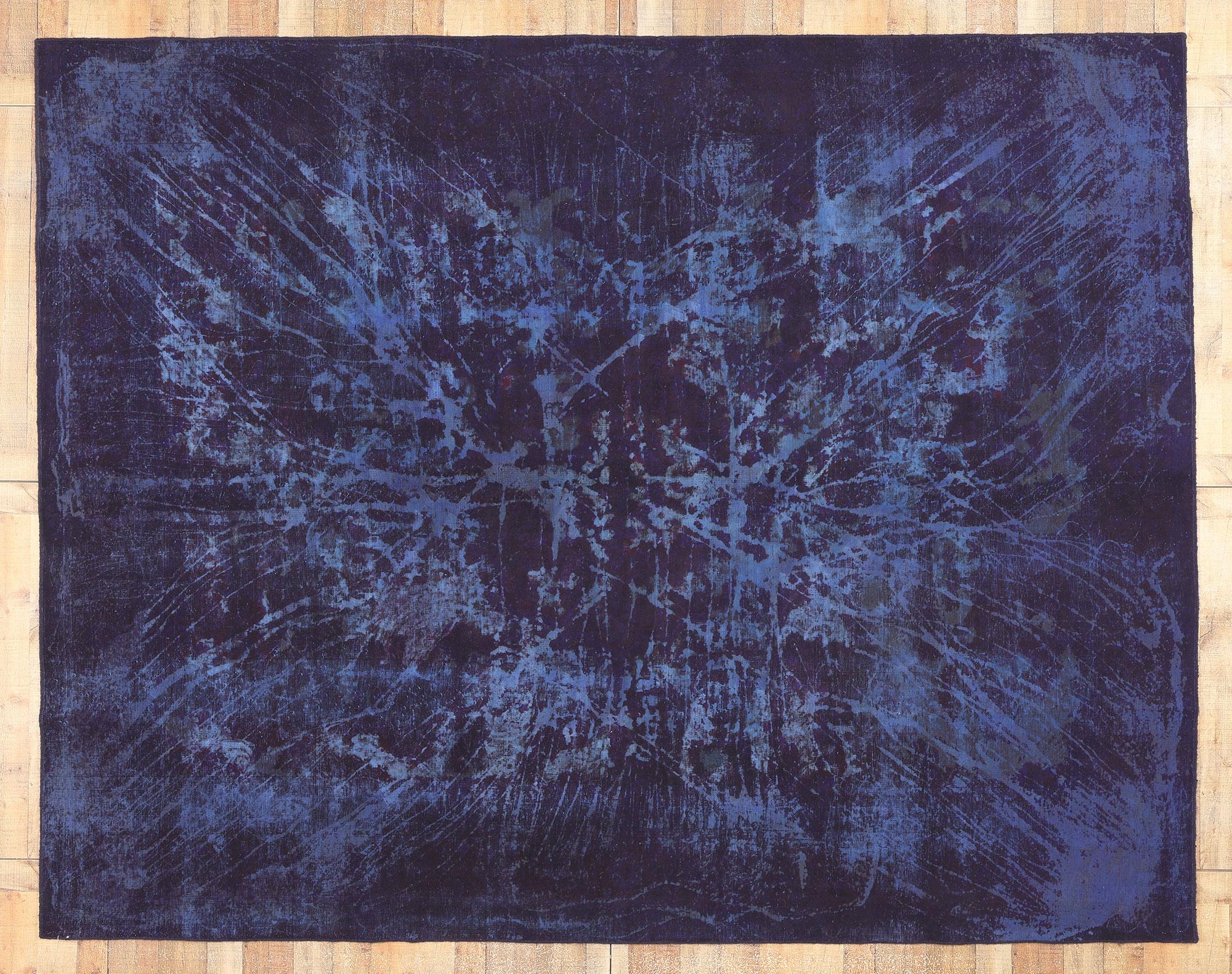  Vintage Turkish Overdyed Rug, Enigmatic Sophistication Meets Abstract Art For Sale 3