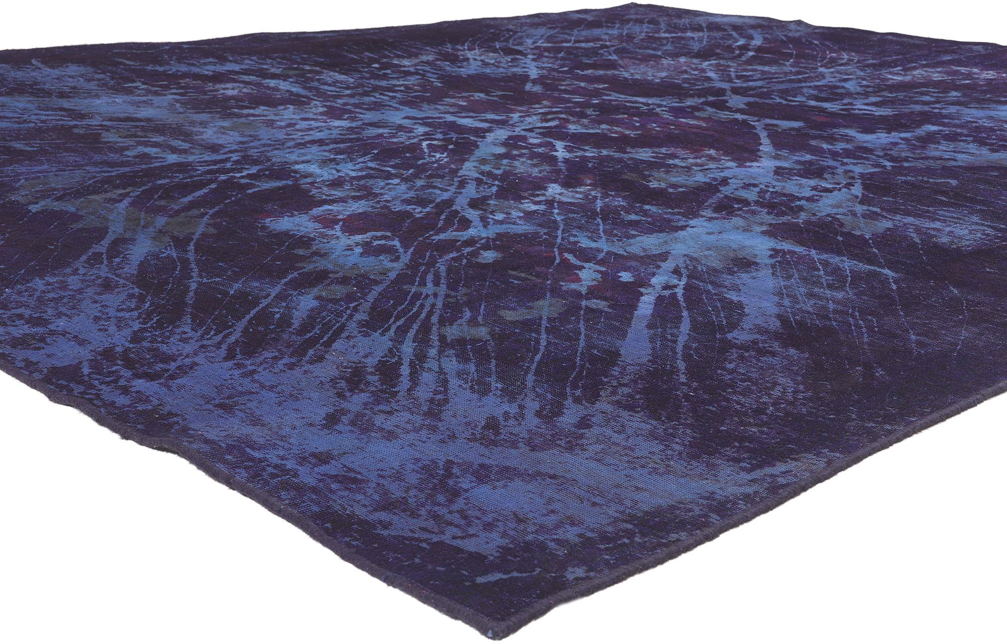 Expressionist  Vintage Turkish Overdyed Rug, Enigmatic Sophistication Meets Abstract Art For Sale