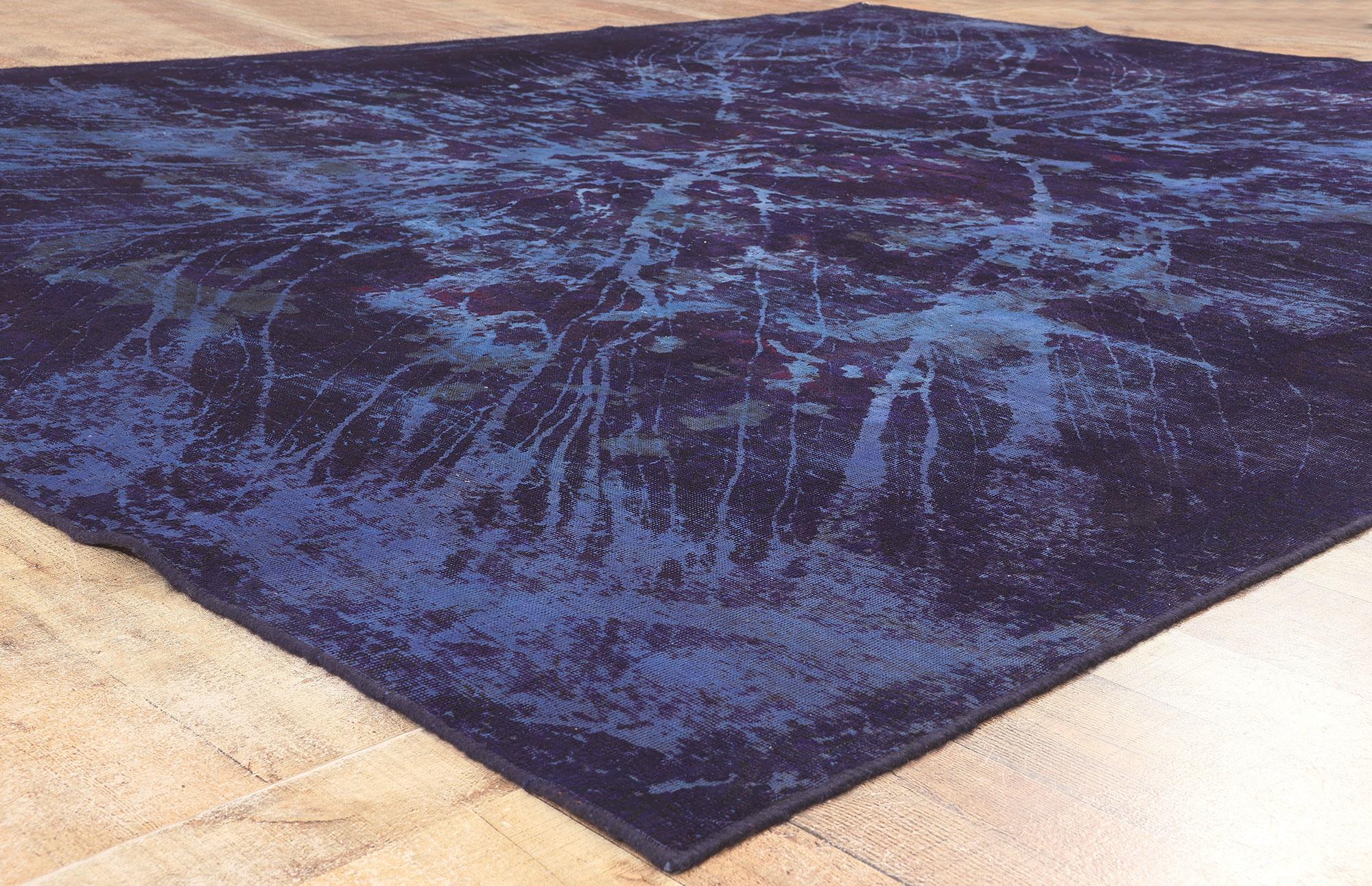  Vintage Turkish Overdyed Rug, Enigmatic Sophistication Meets Abstract Art For Sale 1