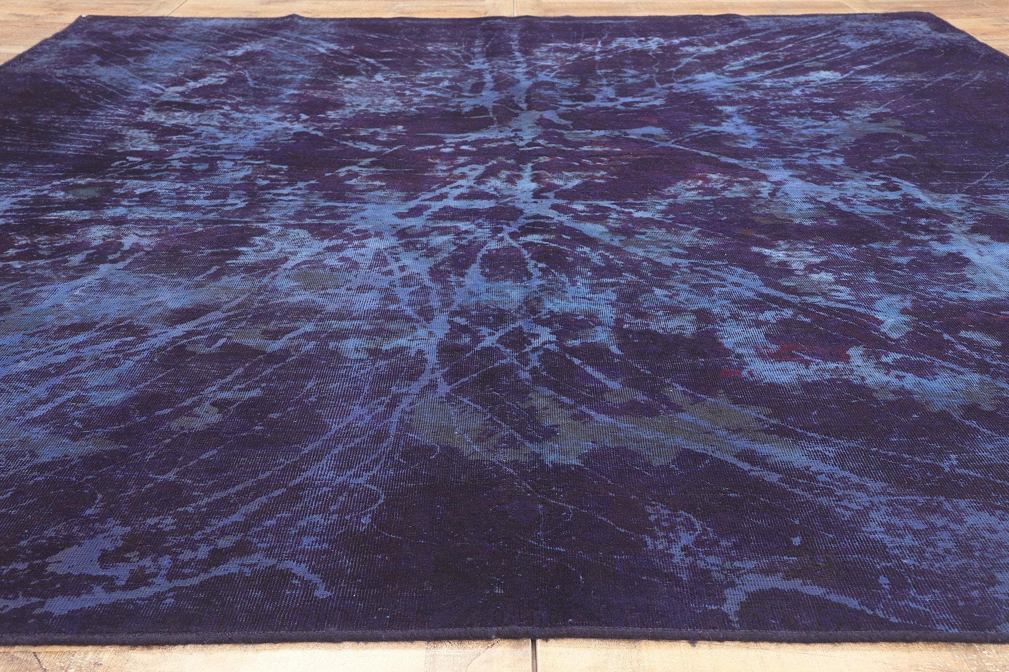  Vintage Turkish Overdyed Rug, Enigmatic Sophistication Meets Abstract Art For Sale 2