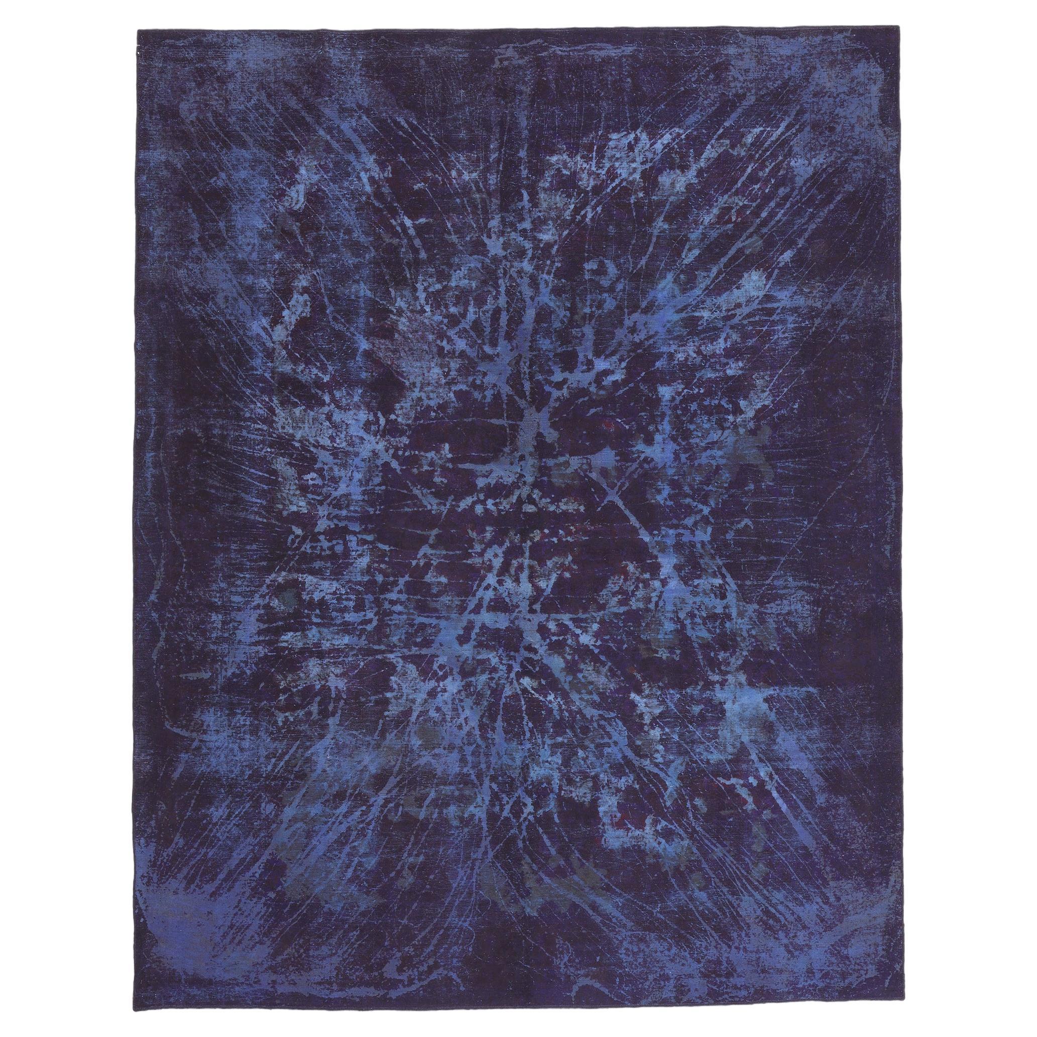  Vintage Turkish Overdyed Rug, Enigmatic Sophistication Meets Abstract Art For Sale