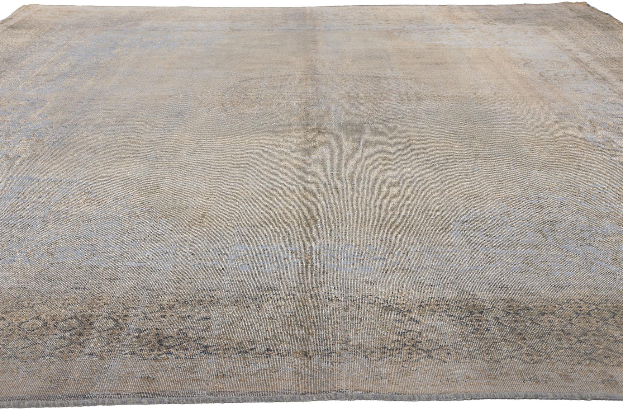 Hand-Knotted Vintage Turkish Overdyed Rug, French Industrial Meets Belgian Chic For Sale