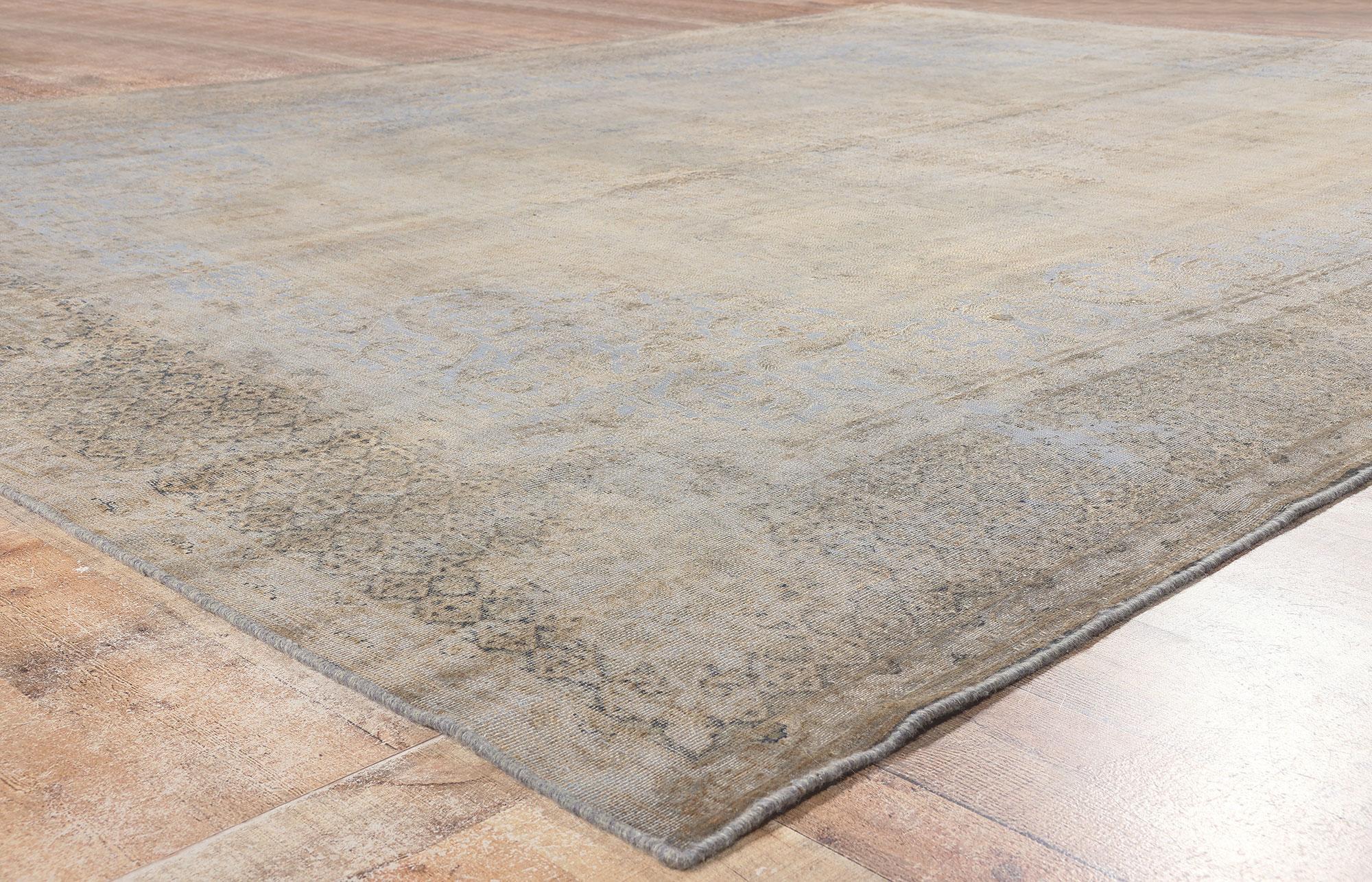 Vintage Turkish Overdyed Rug, French Industrial Meets Belgian Chic For Sale 1