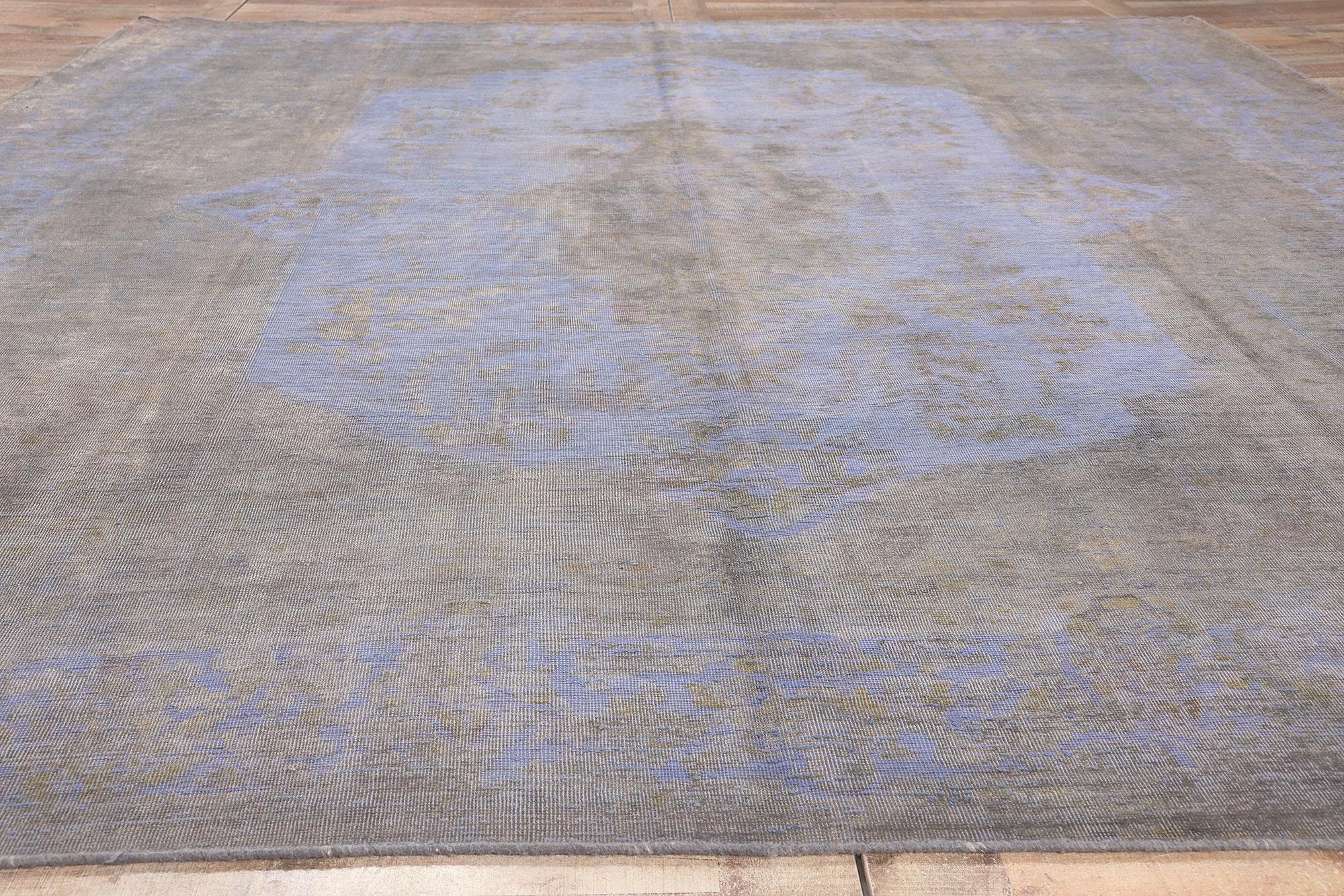 Vintage Turkish Overdyed Rug, French Industrial Meets Modern Boho Chic For Sale 1