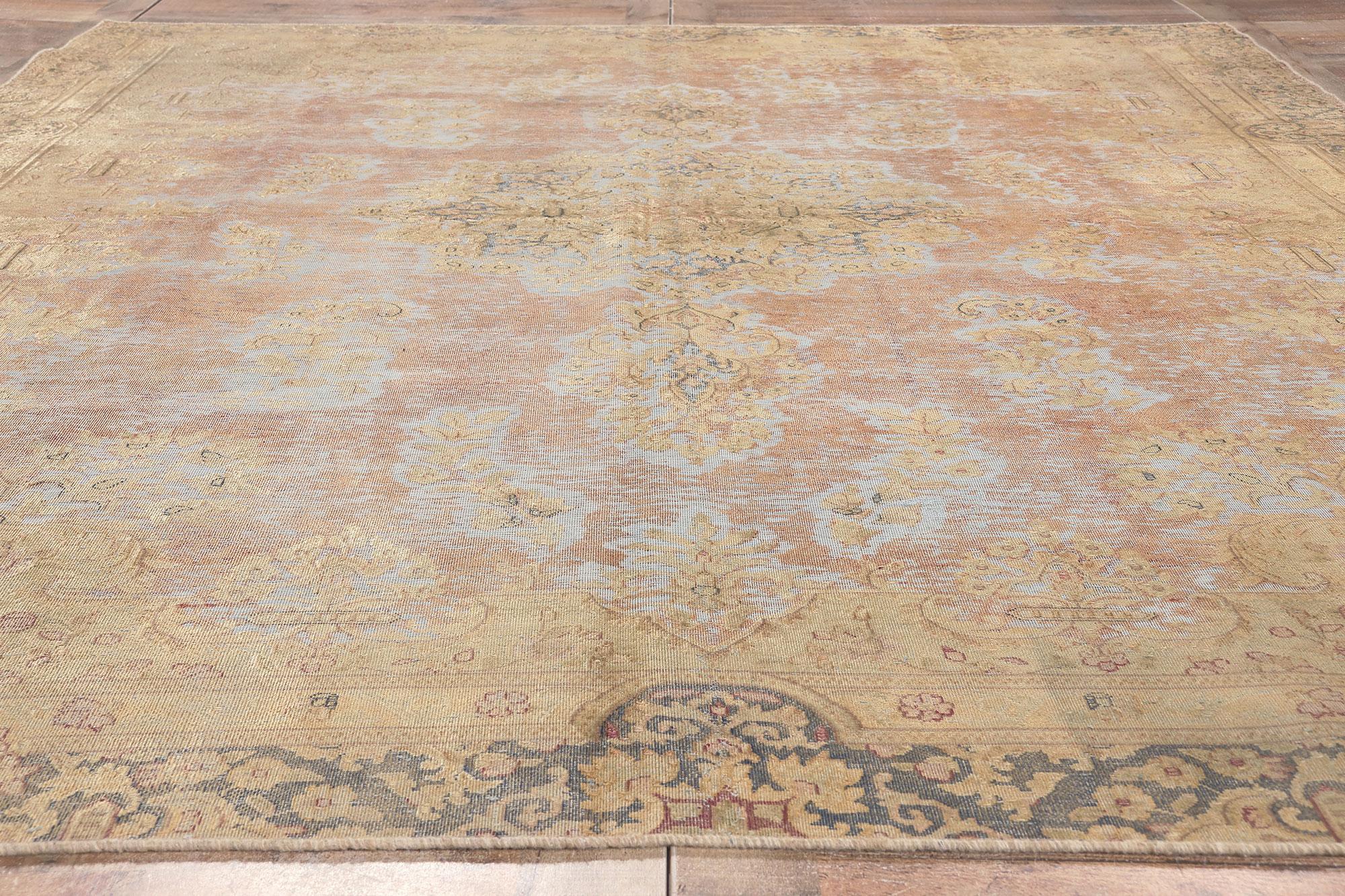 Wool Vintage Turkish Overdyed Rug, French Provincial Meets Bridgerton Regencycore For Sale