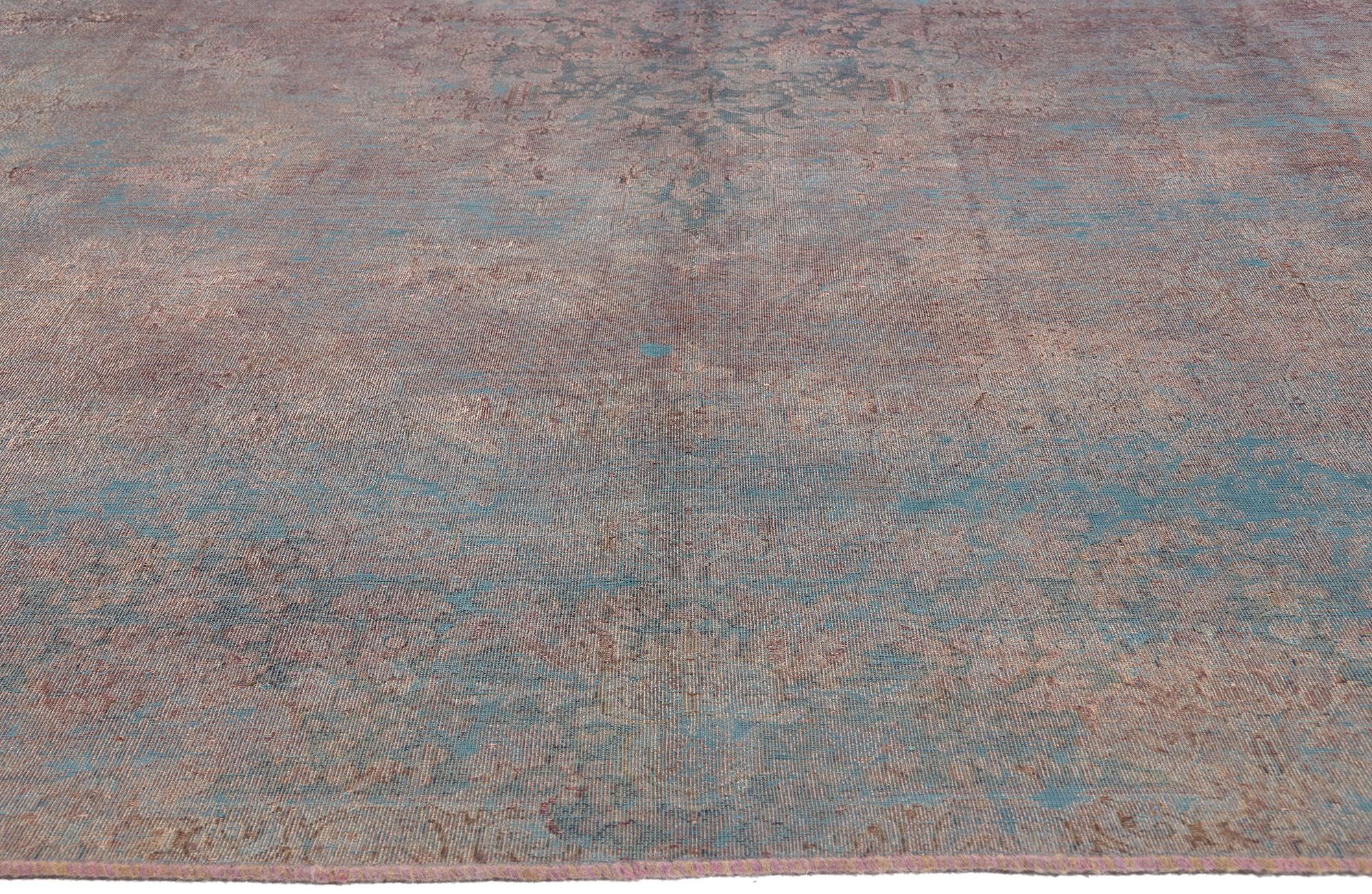 Hand-Knotted Vintage Turkish Overdyed Rug, Industrial Boho Meets Chic City Loft For Sale