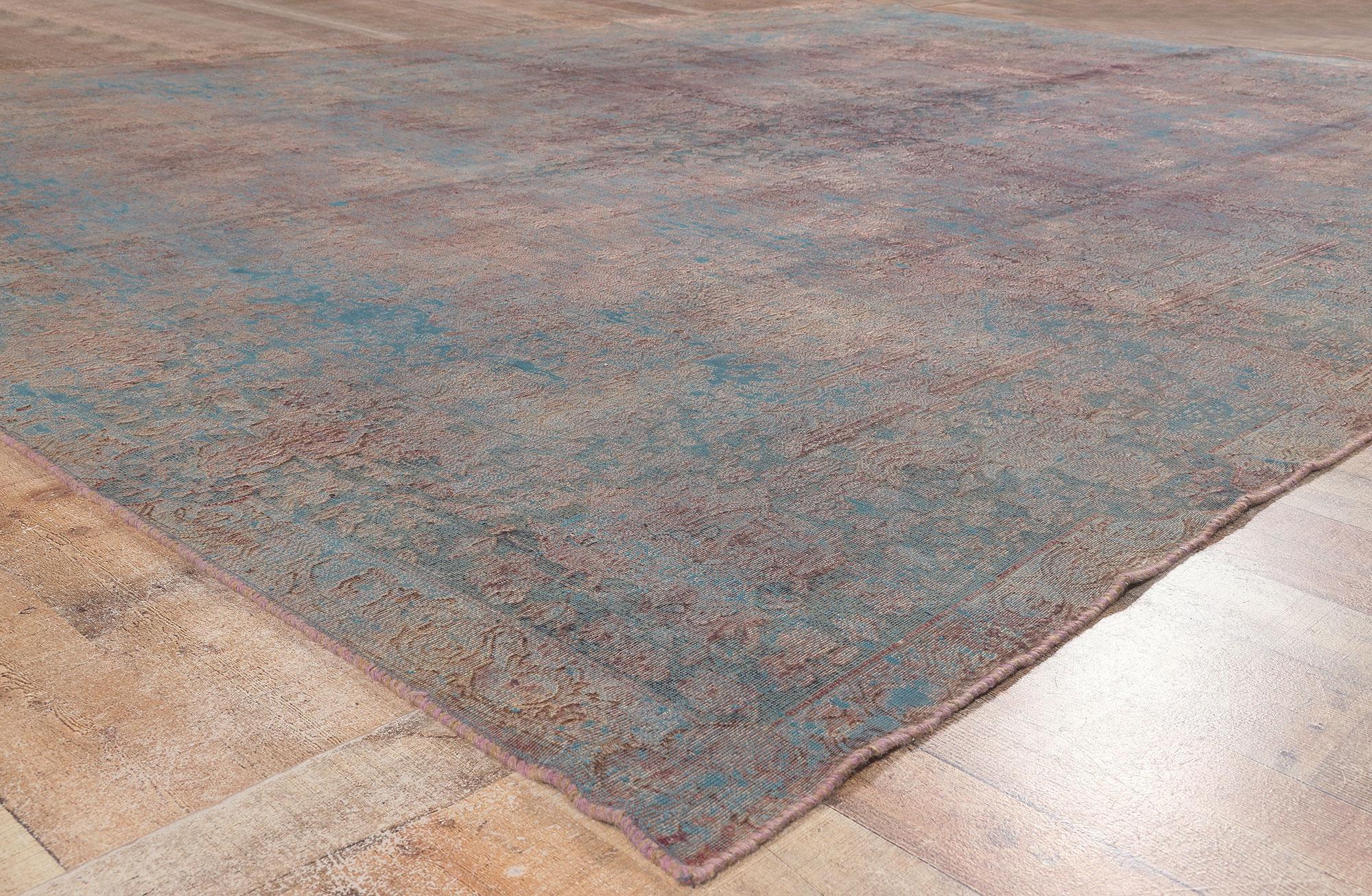 Wool Vintage Turkish Overdyed Rug, Industrial Boho Meets Chic City Loft For Sale