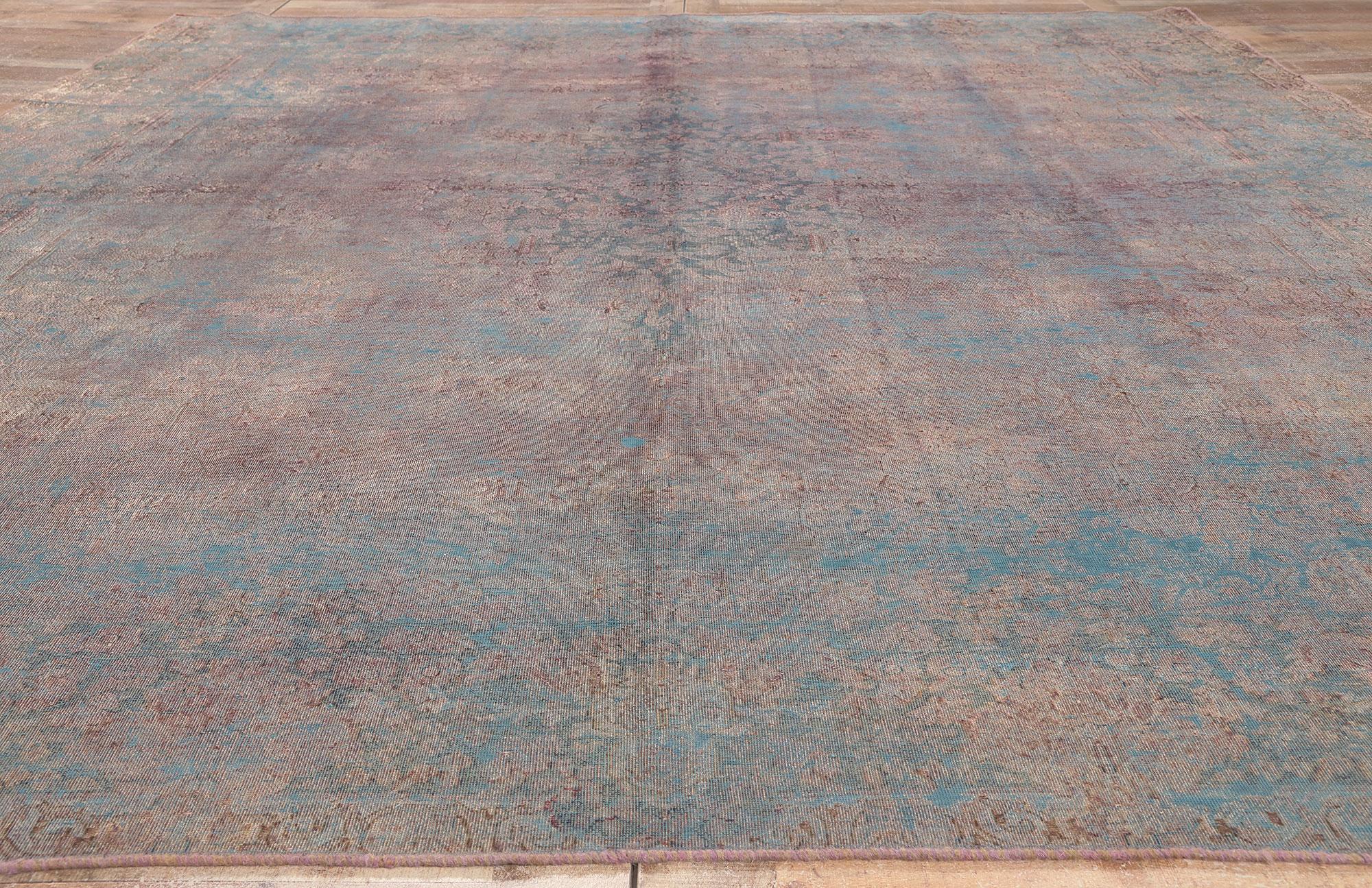 Vintage Turkish Overdyed Rug, Industrial Boho Meets Chic City Loft For Sale 1