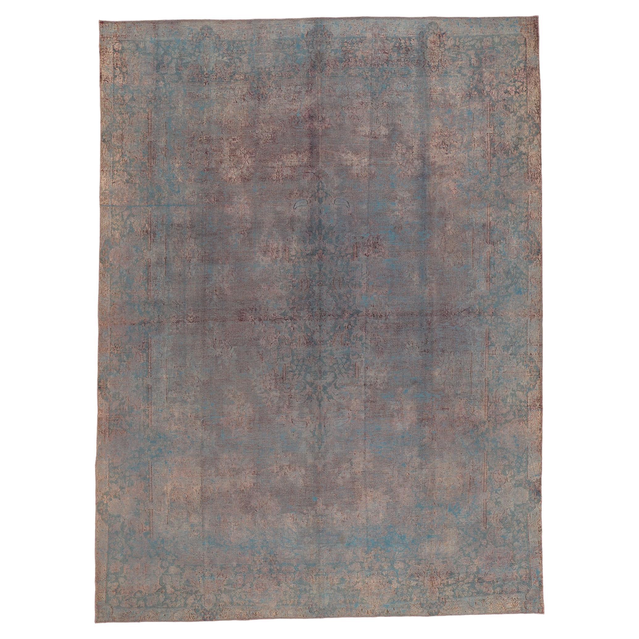 Vintage Turkish Overdyed Rug, Industrial Boho Meets Chic City Loft For Sale