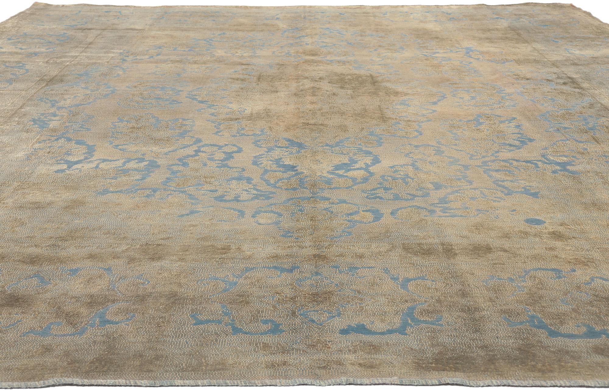 Rustic Vintage Turkish Overdyed Rug, Industrial Chic Meets French Country Elegance For Sale