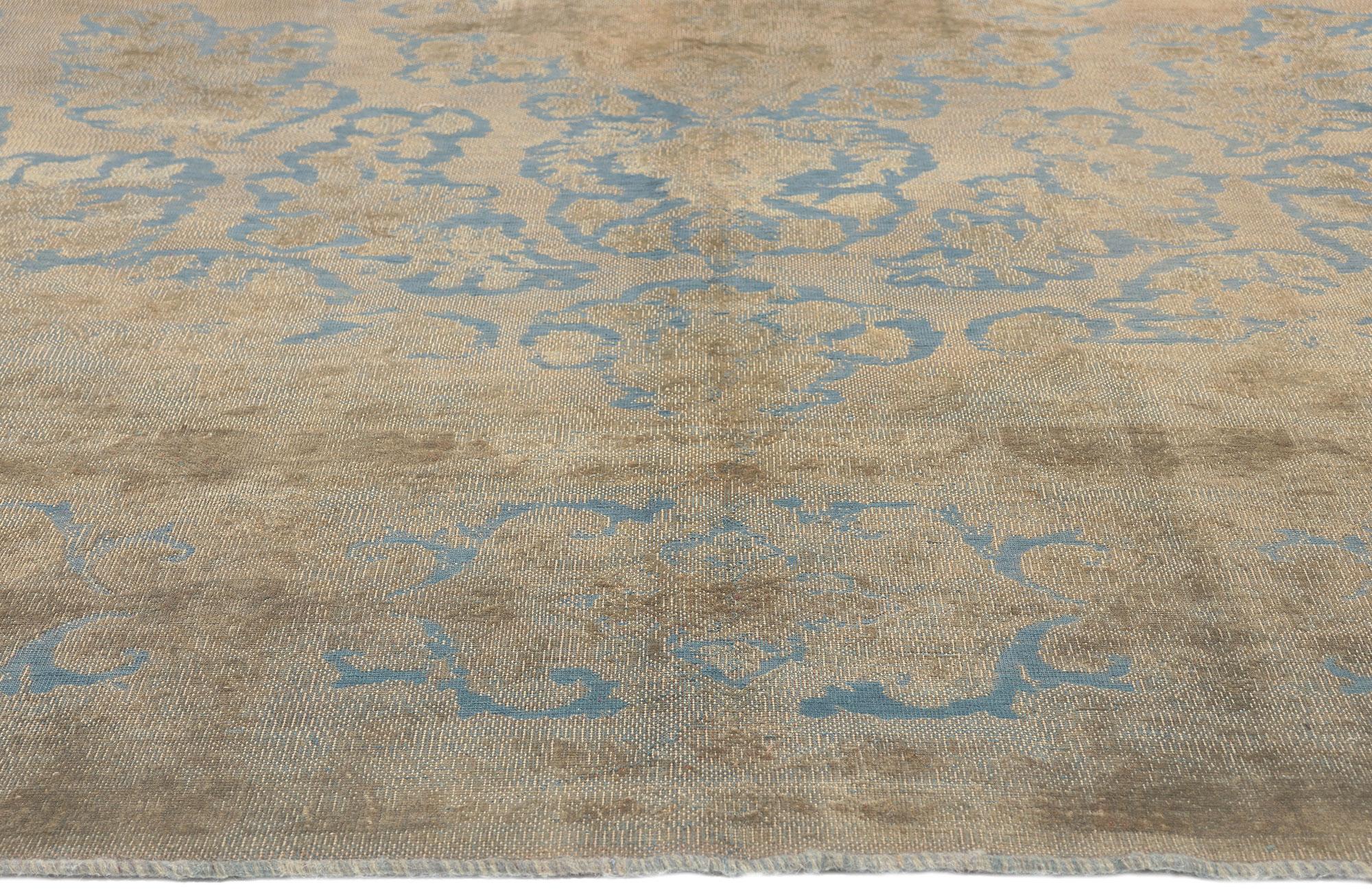 Hand-Knotted Vintage Turkish Overdyed Rug, Industrial Chic Meets French Country Elegance For Sale