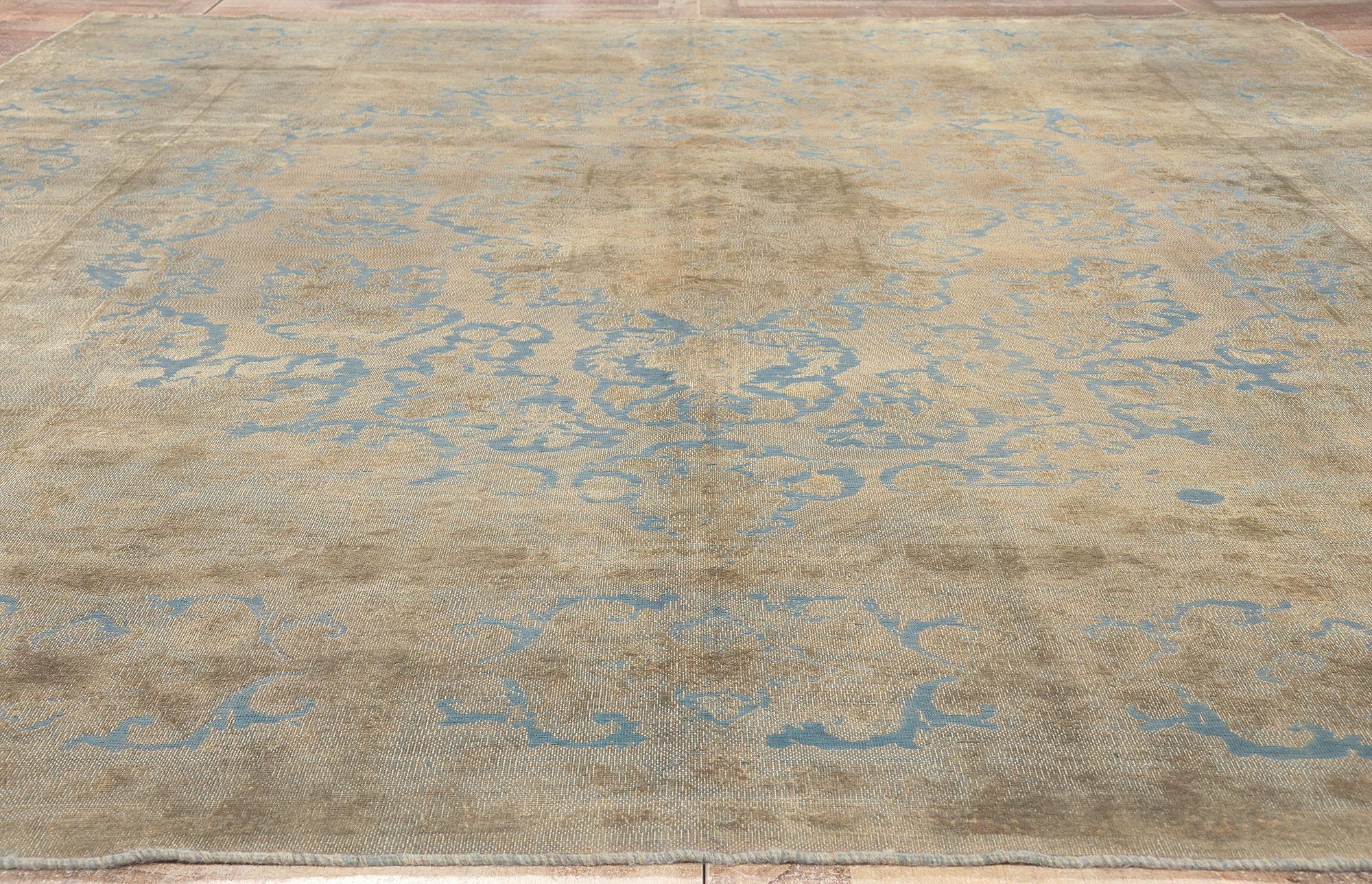 Vintage Turkish Overdyed Rug, Industrial Chic Meets French Country Elegance For Sale 1