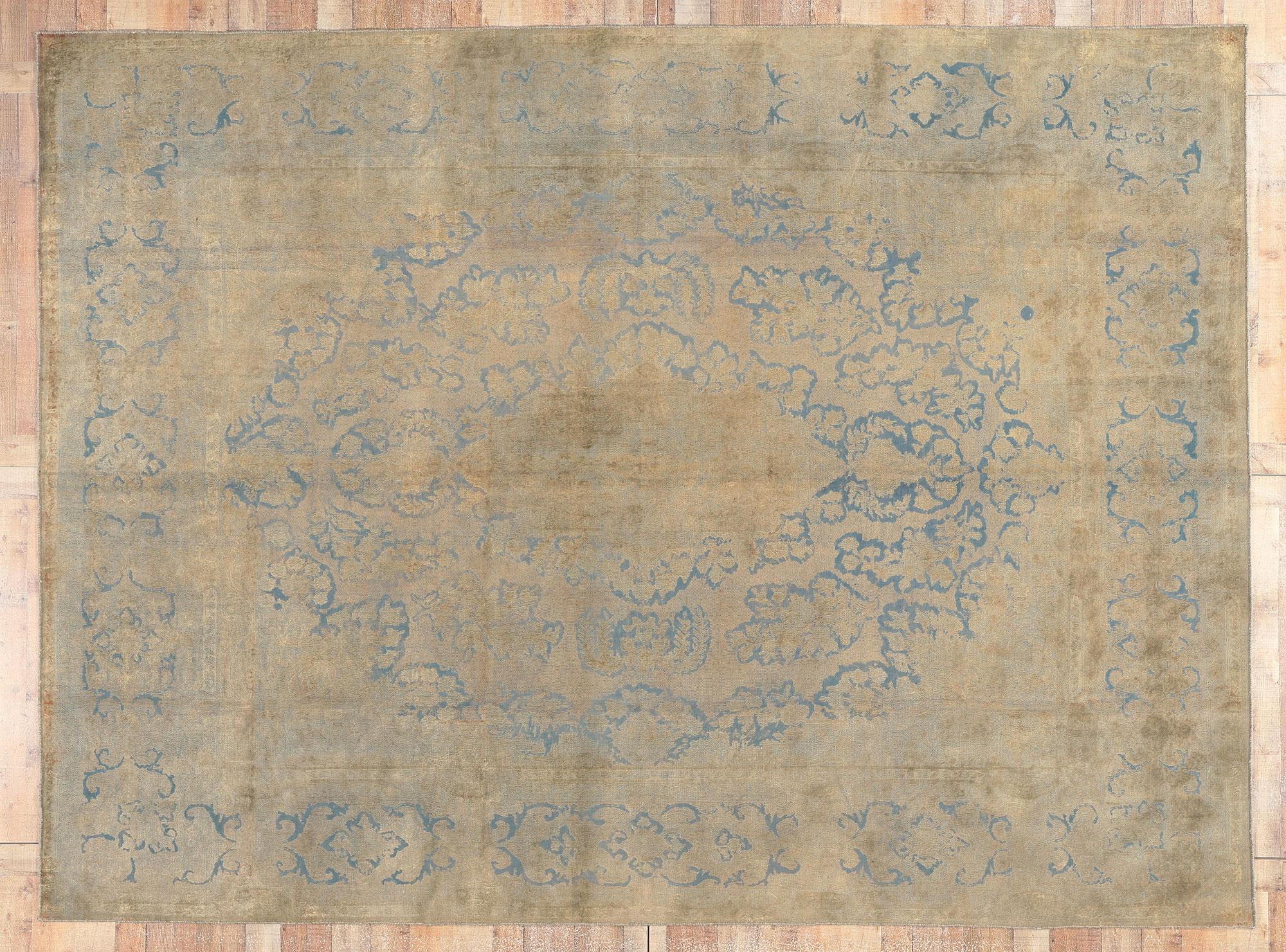 Vintage Turkish Overdyed Rug, Industrial Chic Meets French Country Elegance For Sale 2