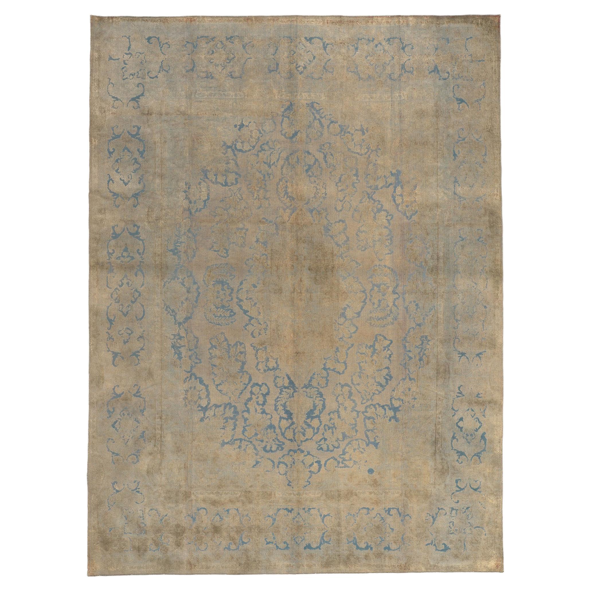 Vintage Turkish Overdyed Rug, Industrial Chic Meets French Country Elegance