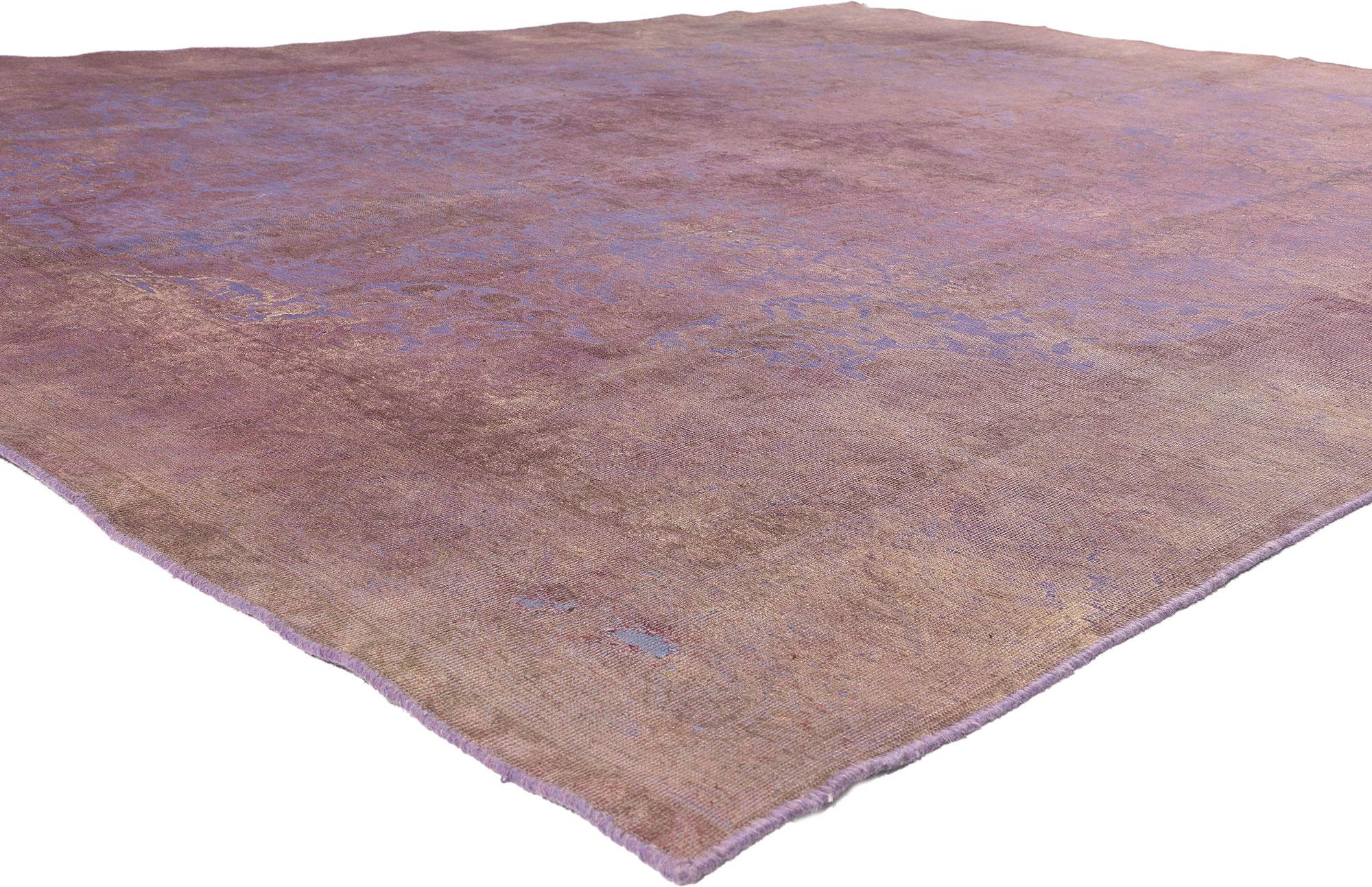 60613 Vintage Turkish Overdyed Rug, 09'08 x 12'05. 
Discover romantic industrial style in this hand knotted wool vintage Turkish overdyed rug. The beguiling botanical design and feminine color palette in this piece work together resulting in a chic
